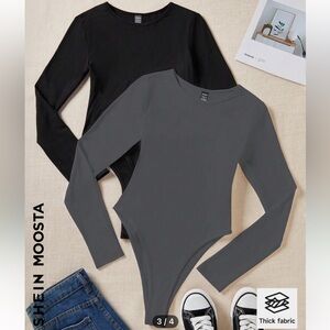 Black and Grey block cutout bodysuit.